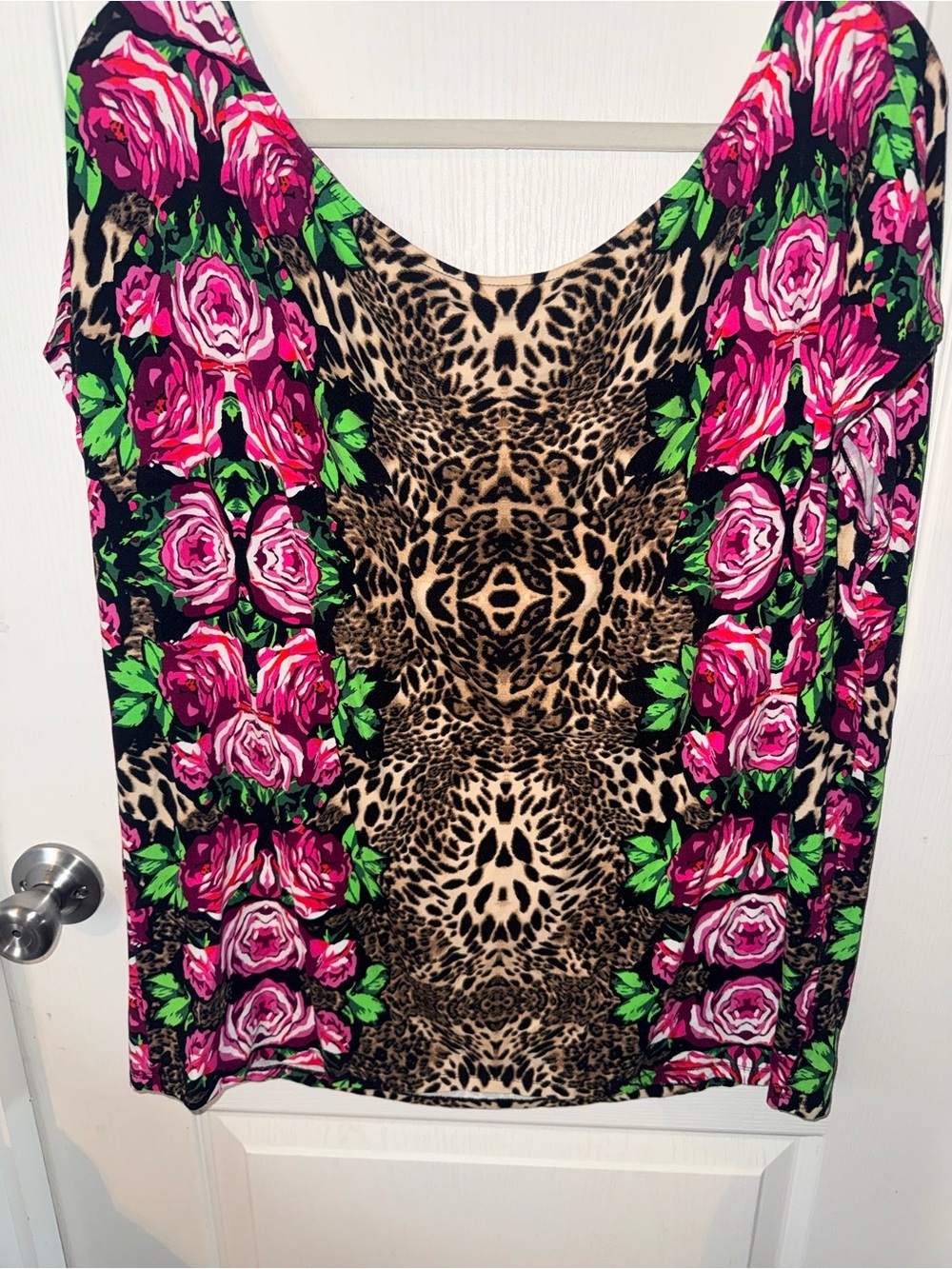 Torrid Betsy Johnson Pink Rose & Leopard Print Scoop Neck Tunic